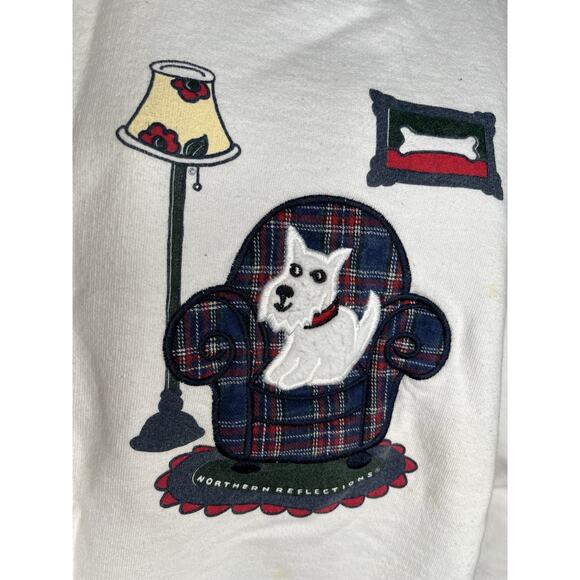 Northern Reflections Sweatshirt Scottie Dog Armchair Appliques Sz L 90s USA - Picture 2 of 9